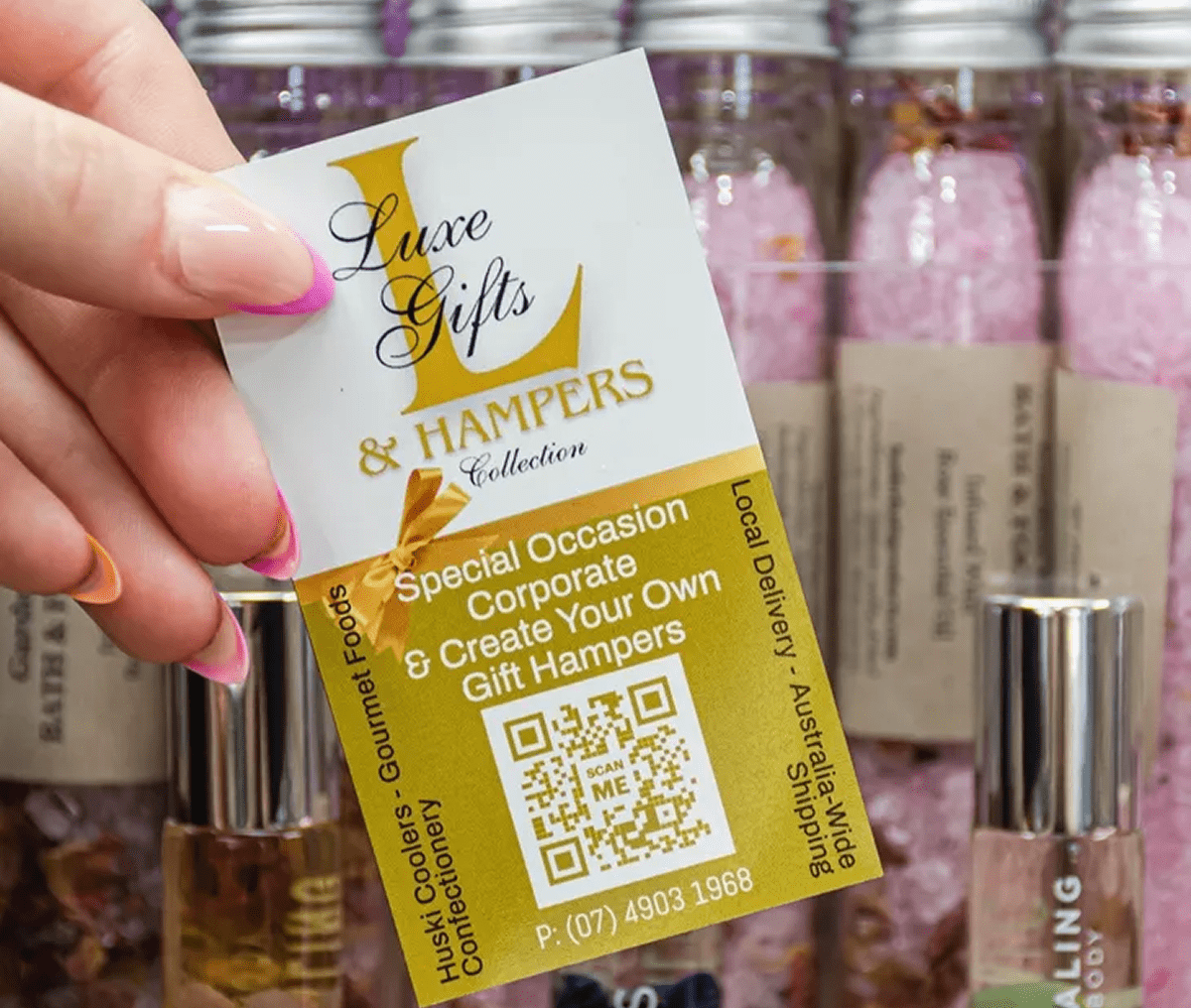 Luxe Gifts and Hampers promotional card